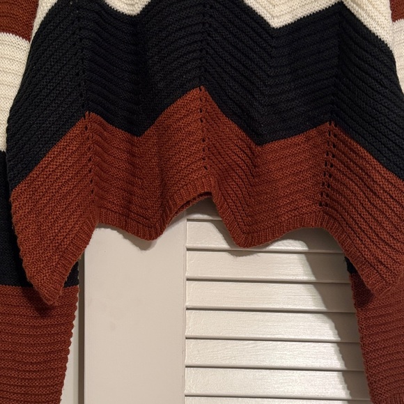 Chic Colorblock Sweater in Brown, Black, and Cream - Picture 4 of 4